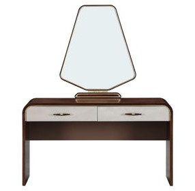 Westhaven Walnut 2 Drawer Vanity Table with Mirror