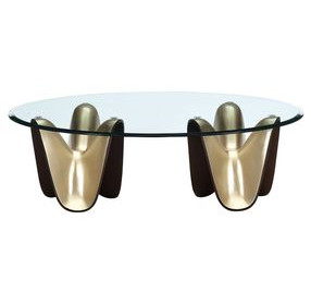 Westhaven Brushed Gold Oval Glass Top Cocktail Table