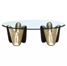 Houston Brushed Gold Oval Glass Top Cocktail Table