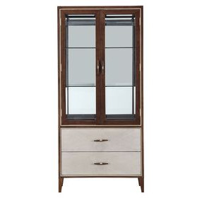Westhaven Walnut 2 Drawer Display Cabinet with LED Lighting