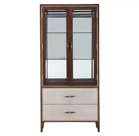 Houston Walnut 2 Drawer Display Cabinet with LED Lighting