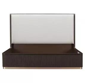 West Kensington Medium Espresso and Buff California King Upholstered Panel Bed with USB Charging