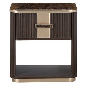Westminster Row Medium Espresso 1 Drawer Nightstand with LED