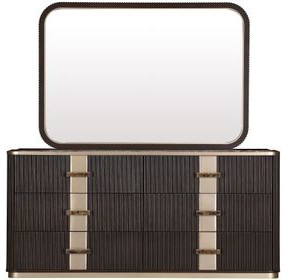 West Kensington Medium Espresso 6 Drawer Dresser with Mirror and LED