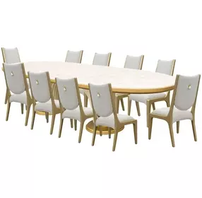 Scotts Square Light Champagne Extendable Oval Dining Room Set