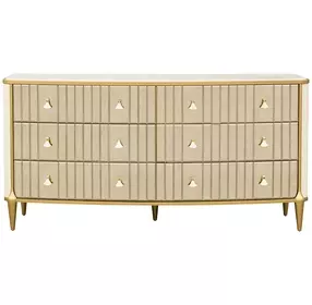 Scotts Square Light Champagne 6 Drawer Dresser with LED