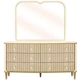 Scotts Square Light Champagne 6 Drawer Dresser with Mirror and LED
