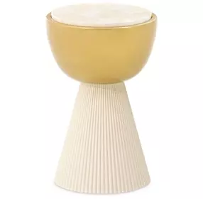 Scotts Square Light Champagne and Gold Round Stone Top Chairside Table