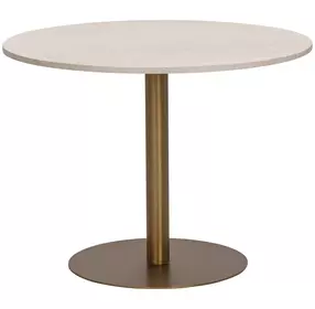 Iska Cream and Antique Brass 40" Round Marble Top Bistro Table