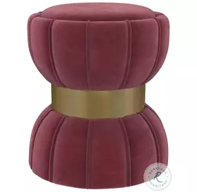 Sora Berry Velvet Round Ottoman