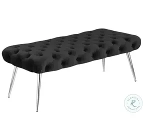 Ella Black Upholstered Tufted Bench