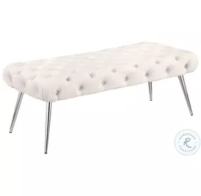 Ella Ivory Upholstered Tufted Bench