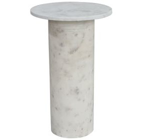 Claude White Marble Round Accent Table