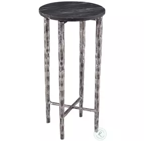 Mendez Antique Silver And Black Marble Accent Table