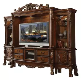 Dresden Cherry Oak 121" Entertainment Center with LED