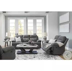 Tarrant Charcoal Reclining Living Room Set with Drop Down Table