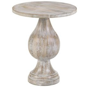 Dianella Whitewashed Round Pedestal Accent Table