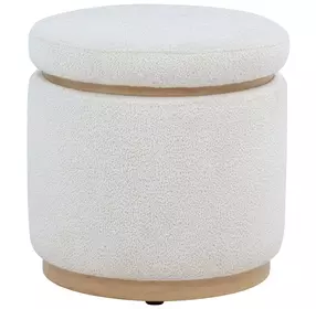 Remuda Ivory Upholstered Round Ottoman with Storage