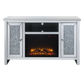 Noralie Silver and Gray 59" TV Stand with Fireplace