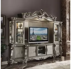 Versailles Antique Platinum 118" Entertainment Center with LED