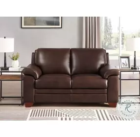 Ironvale Chestnut Top Grain Leather Loveseat