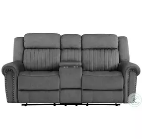 Brennen Charcoal Double Reclining Console Loveseat