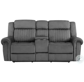 Brennen Charcoal Power Double Reclining Console Loveseat