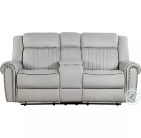 Brennen Mist Double Reclining Loveseat with Center Console