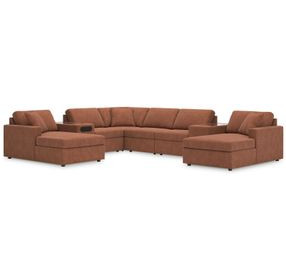 Modmax Spice Performance Fabric 8 Piece Modular Double Chaise Sectional with Audio and Storage Consoles