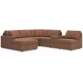 Modmax Spice Performance Fabric 6 Piece Modular Sectional with LAF Chaise and Storage Console
