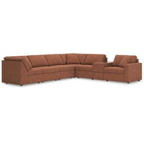 Modmax Spice Performance Fabric 7 Piece Modular Sectional with Storage Console and RAF Corner Chair