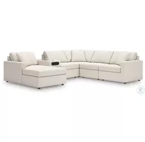 Modmax Oyster 6 Piece Performance Fabric Sectional with Audio System and Chaise