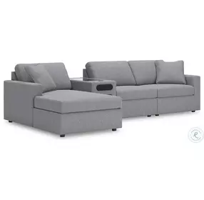 Modmax Granite 4-Piece Performance Fabric Modular Sectional with LAF Chaise and Audio Console