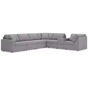 Modmax Granite Performance Fabric 7 Piece Modular Sectional with Storage Console and LAF Corner Chair