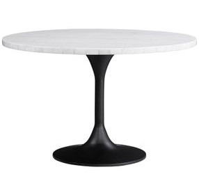 Dunham White Marble and Black 48" Round Dining Table