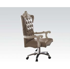 Versailles Vintage Gray Upholstered Executive Office Chair with Nailhead Trim