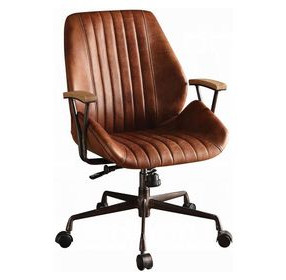Hamilton Cocoa Leather Upholstered Swivel Office Chair