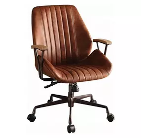 Hamilton Cocoa Leather Upholstered Swivel Office Chair