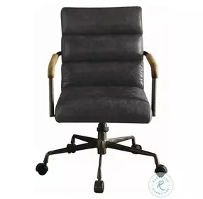 Harith Antique Ebony Leather Executive Office Chair