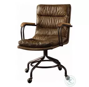 Harith Vintage Whiskey Top Grain Leather Swivel Office Chair