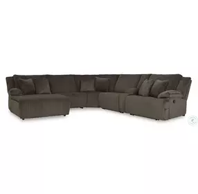 Top Tier Chocolate 6 Piece Reclining Sectional with LAF Chaise