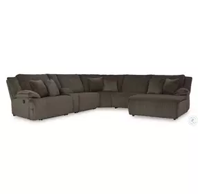 Top Tier Chocolate 6 Piece Reclining Sectional with RAF Chaise