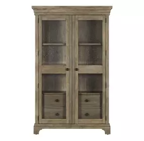 Haven Hills Camel Beige 2 Glass Door Display Cabinet with LED