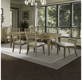 Haven Hills Camel Beige and Sand Upholstered 7 Piece Extendable Rectangular Dining Set