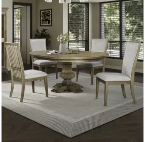 Haven Hills Camel Beige and Sand 5 Piece Extendable Pedestal Base Dining Set