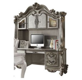 Versailles Antique Platinum 76" Executive Computer Desk with Hutch and LED