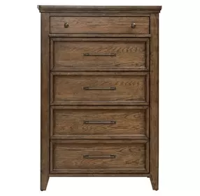 Carolina Park Amber Brown 5 Drawer Chest
