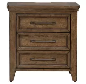 Carolina Park Amber Brown 3 Drawer Nightstand with USB Charging