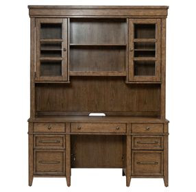 Cypress Grove Amber Brown 66" Credenza with Hutch and LED