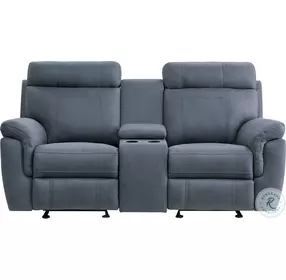 Clifton Blue Double Glider Reclining Loveseat With Center Console